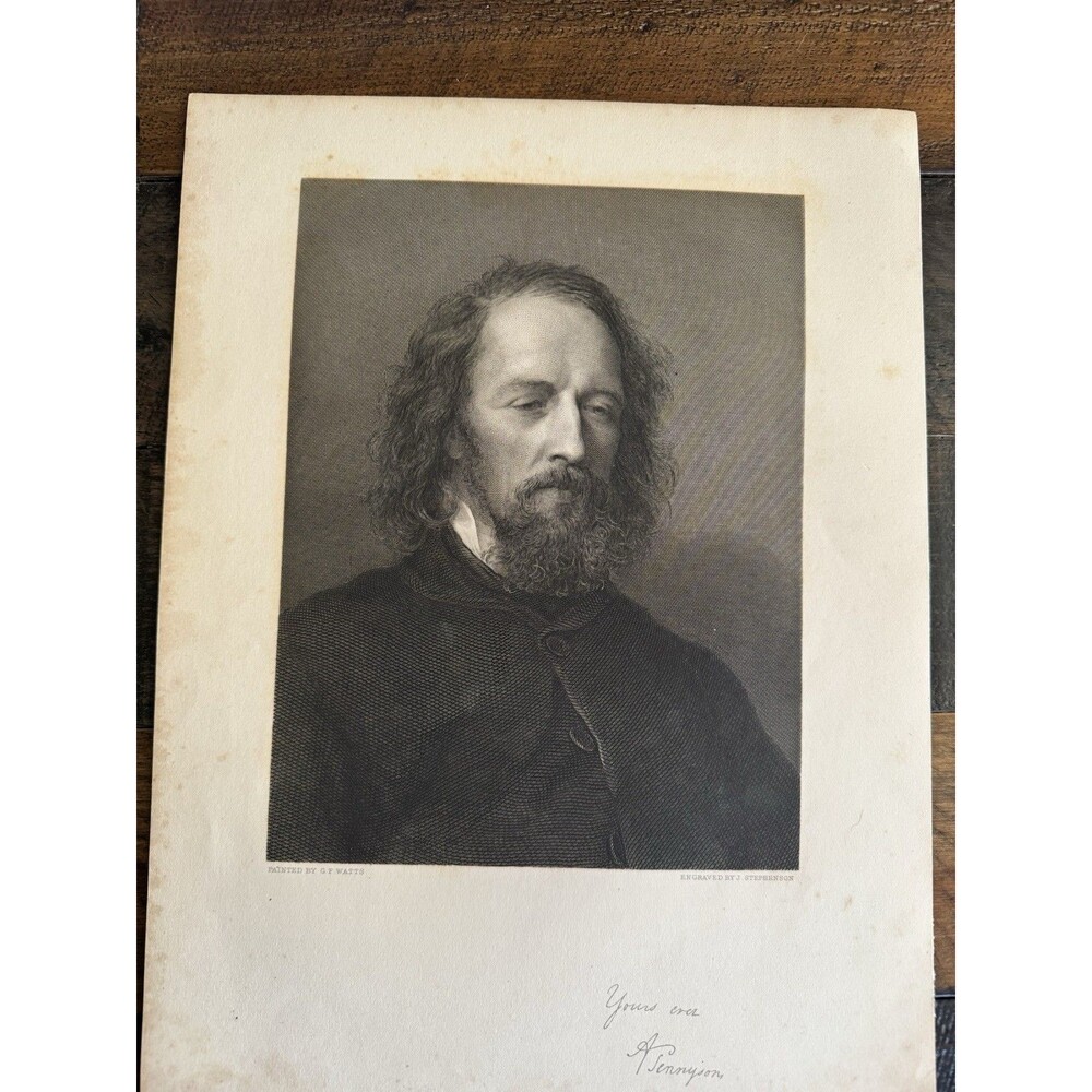 1876 Alfred Lord Tennyson Steel Engraving G.F. Watts Stephenson Victorian